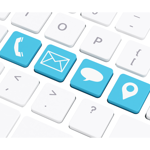 Contact icons on a keyboard